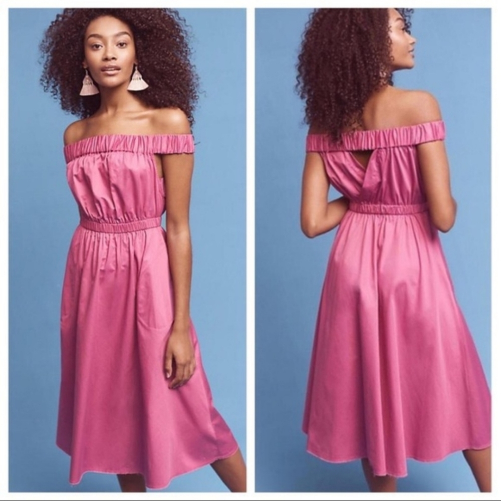 Anthropologie Maeve Mona Midi Off Shoulder Dress - Picture 2 of 5